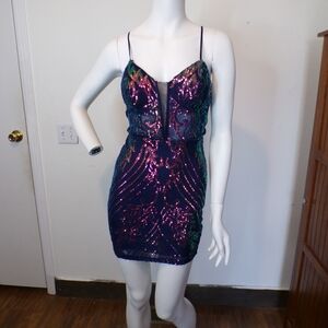 B Darlin Iridescent Sequin Dress